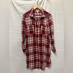 Style & Co. Red Plaid Long Sleeve Dress